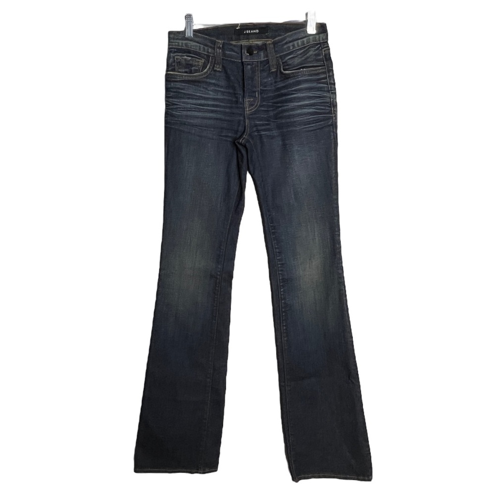 J Brand Flare Leg Jeans Blue Dark Wash Fading Whiskering Wide Leg Tall‎